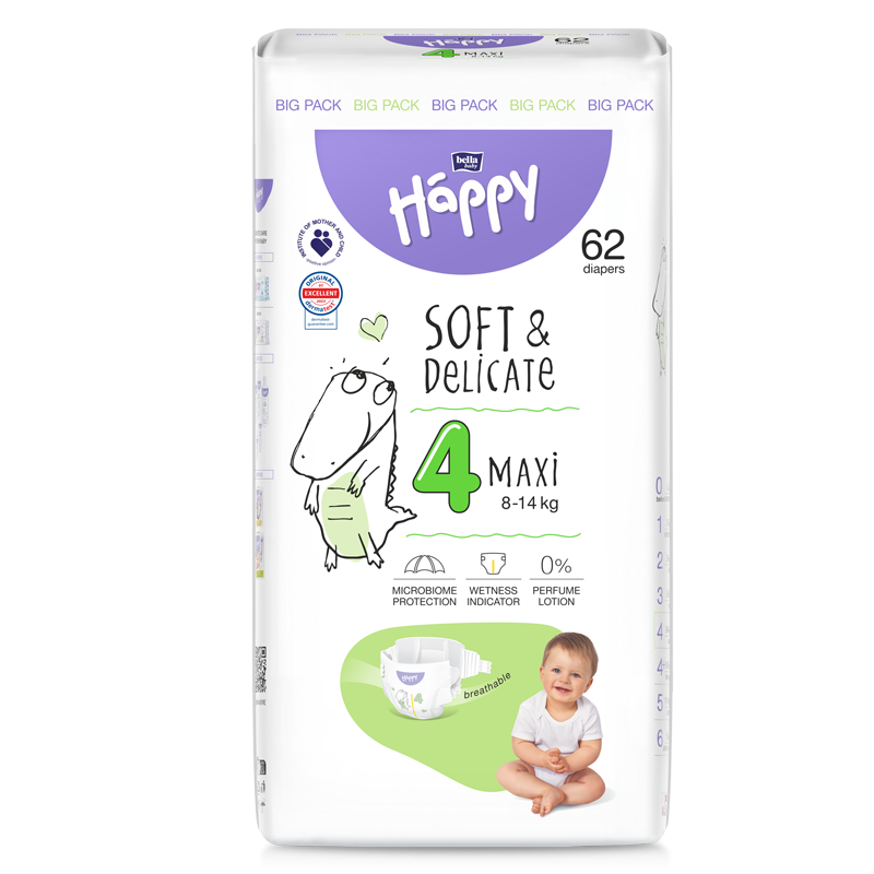 Couches Happy n°4 62pcs