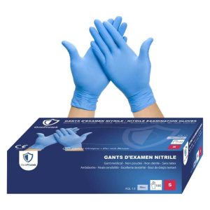 Gant d'examen nitrile bleu